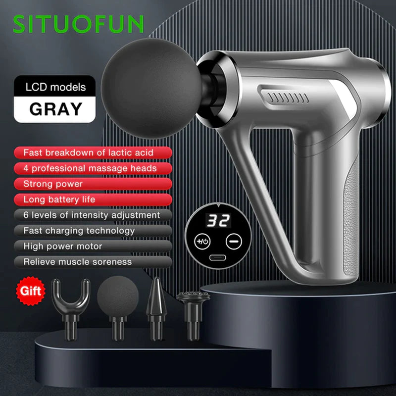 SITUOFUN Massage Gun 32 Levels Deep Tissue Neck Body Back Muscle Sport Electric Pistol Massager Exercise Relaxation Pain Relief