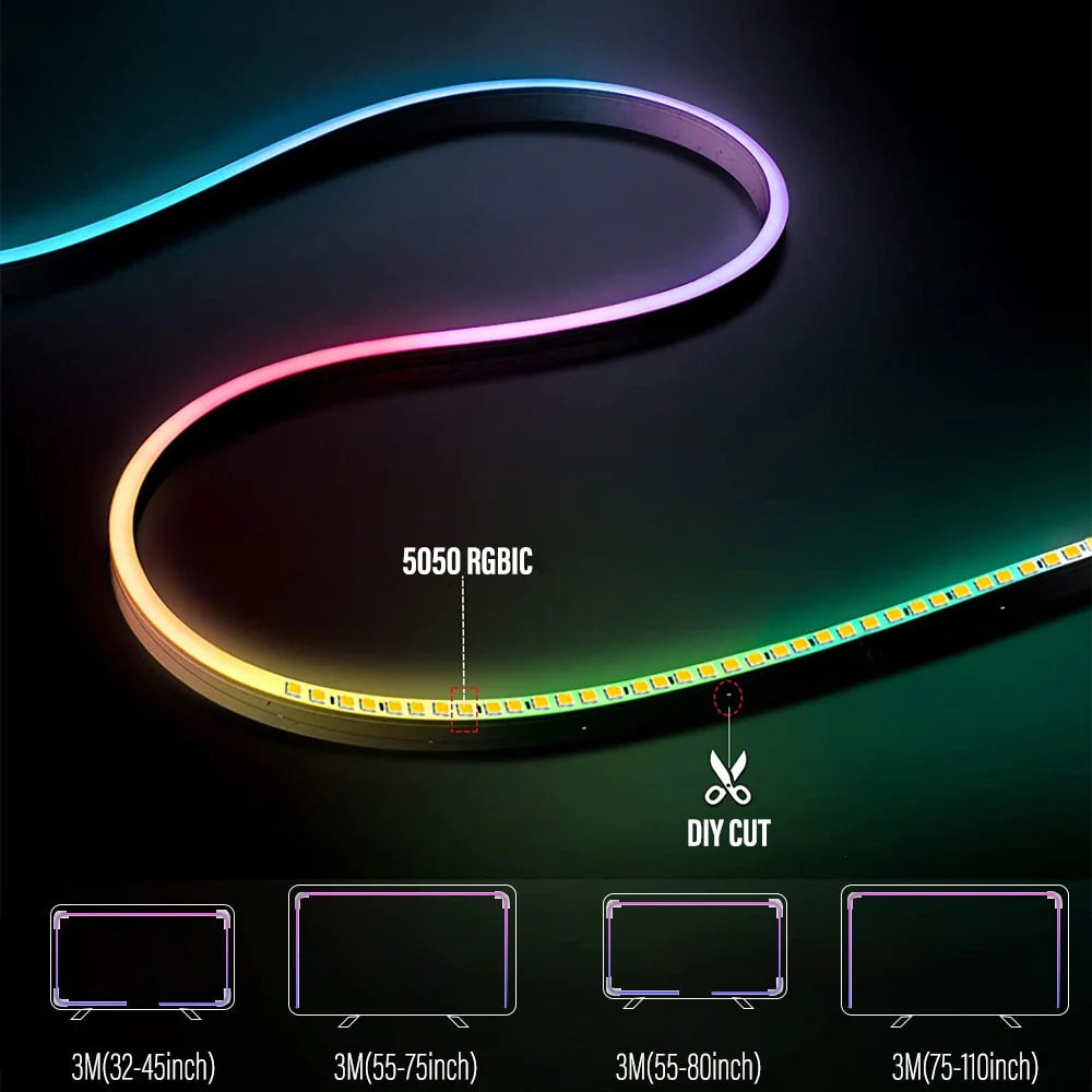 RGBIC Neon Light with WIFI Neon Rope Light DIY Light Bar APP Control Music Sync TV Backlight Game Living Room Bedroom Decoration